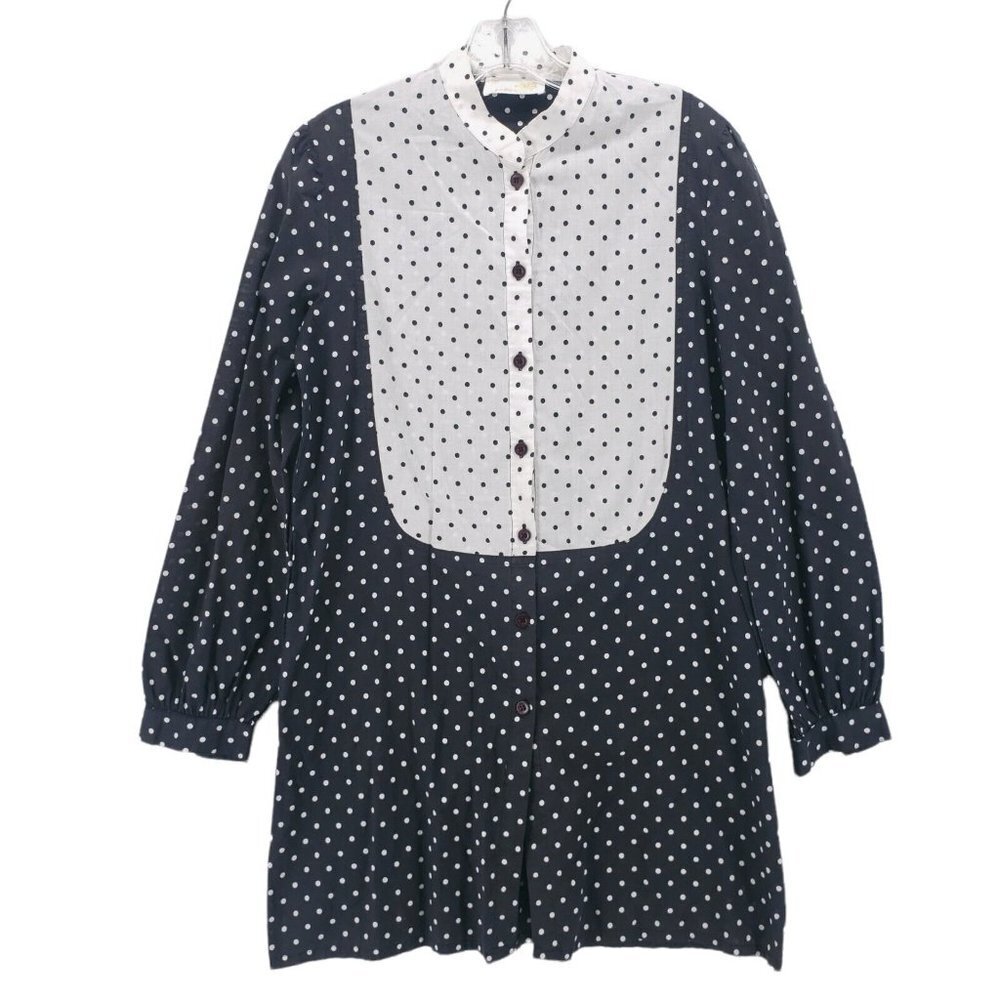 Gottex Navy and White Polka Dot Swim Coverup